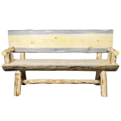 Montana Half Log Bench with Back & Arms by Montana Woodworks - The ...