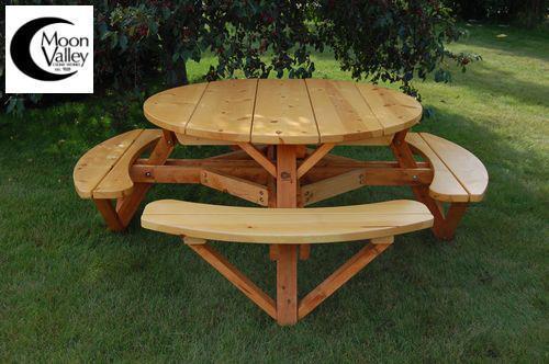 56 Wooden Round Picnic Table Set - Main Image