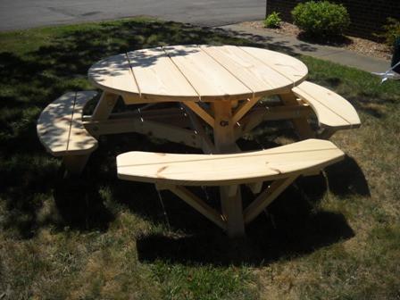 Moon Valley 56 in. Round Picnic Table Set Picnic Table Unfinished