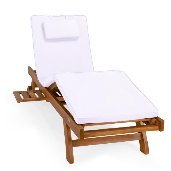 Multi-position Chaise Lounger with Cushions Lounge Chair Royal White