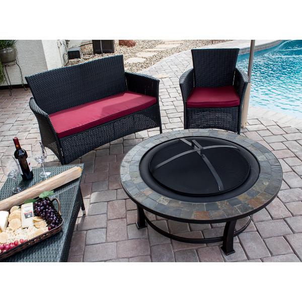 Outdoor Slate Top Wood Burning Fire Pit Fire Pits