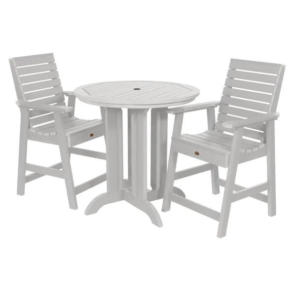 Outdoor Weatherly 3pc Round Counter Height Dining Set Dining Set White