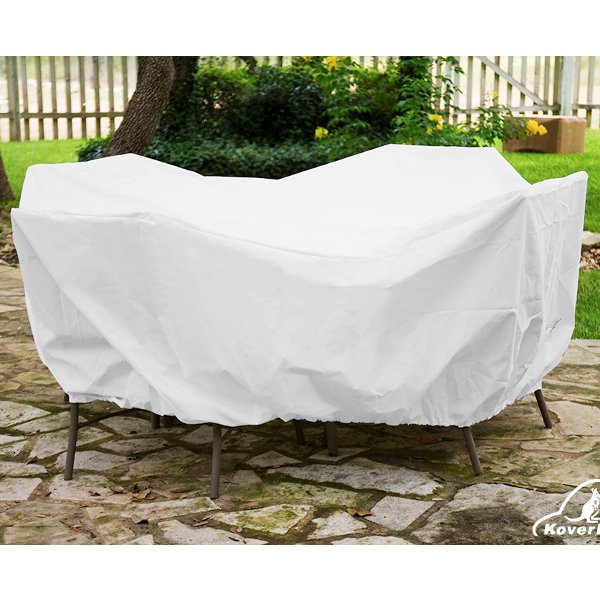 Oval/Rectangle Dining Set Cover Cover White / 96&quot; L x 60&quot; W x 30&quot; H