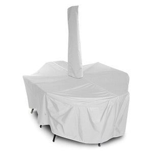 Oval/Rectangle Dining Set Cover w/Umbrella Hole Cover White / 108" L x 82" W x 28" H
