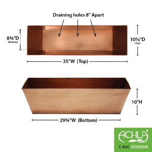 Plain Copper Flower Box Flower Box copper window box