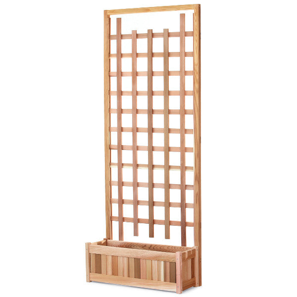 wood trellis planter box Cedar Planter Box with Trellis Privacy Screen Set PL30-T