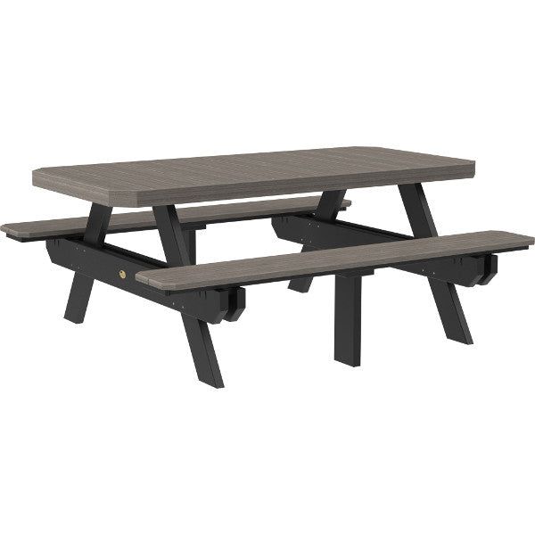 Poly 6ft Rectangular Picnic Table Picnic Table Coastal Gray &amp; Black