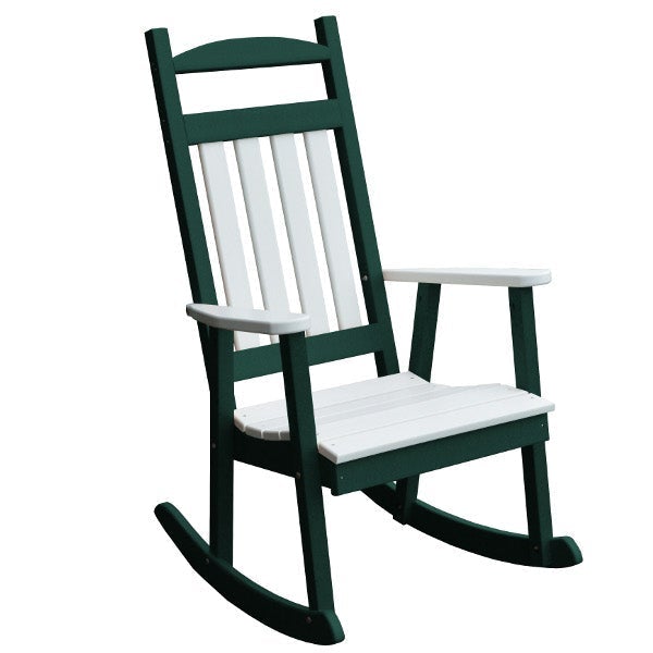 Poly Classic Porch Rocker w White Accents Rocking Chair