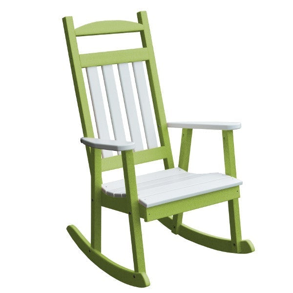 Poly Classic Porch Rocker w White Accents Rocking Chair Tropical Lime