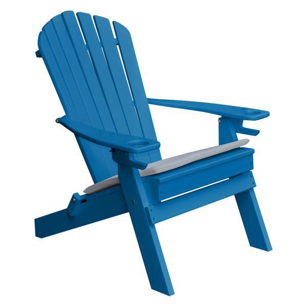 Poly Folding Adirondack Chair with 2 Cupholders Outdoor Chair Blue
