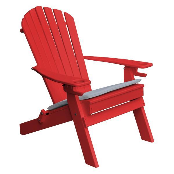 Poly Folding Adirondack Chair with 2 Cupholders Outdoor Chair Bright Red