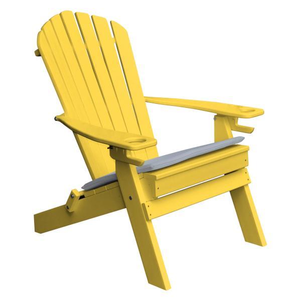 Poly Folding Adirondack Chair with 2 Cupholders Outdoor Chair Lemon Yellow (Sold Out)