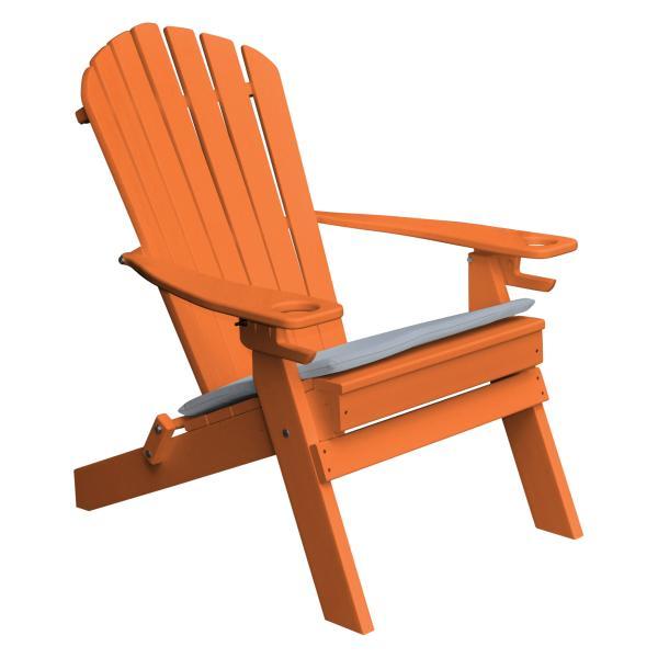 Poly Folding Adirondack Chair with 2 Cupholders Outdoor Chair Orange
