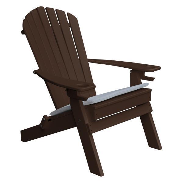 Poly Folding Adirondack Chair with 2 Cupholders Outdoor Chair Tudor Brown