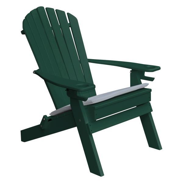 Poly Folding Adirondack Chair with 2 Cupholders Outdoor Chair Turf Green