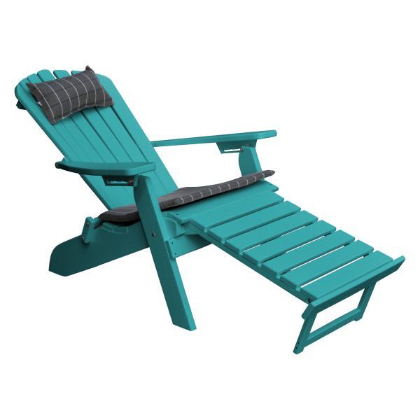 Poly Folding/Reclining Adirondack Chair with Pullout Ottoman Outdoor Chair Aruba Blue
