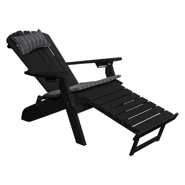 Poly Folding/Reclining Adirondack Chair with Pullout Ottoman Outdoor Chair Black (Sold Out)