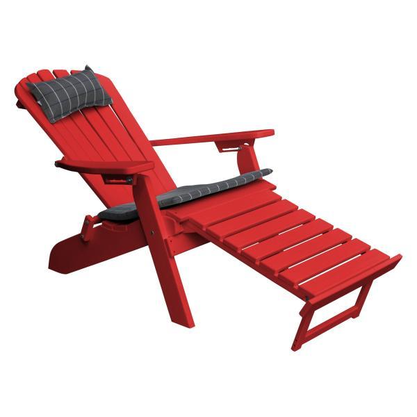 Poly Folding/Reclining Adirondack Chair with Pullout Ottoman Outdoor Chair Bright Red