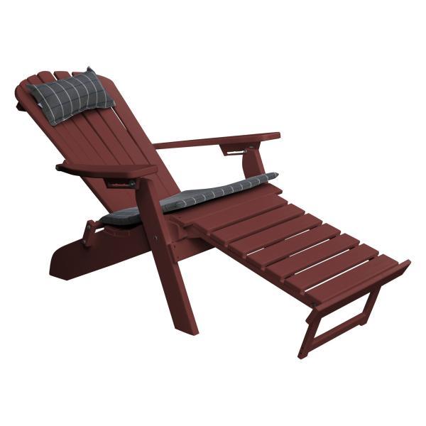 Poly Folding/Reclining Adirondack Chair with Pullout Ottoman Outdoor Chair Cherrywood
