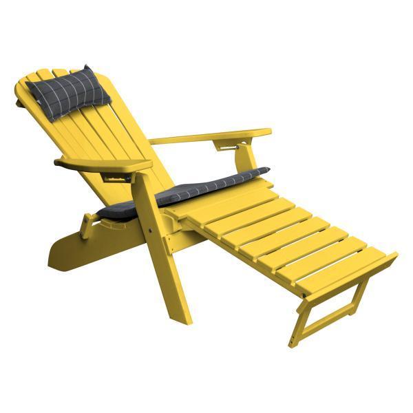 Poly Folding/Reclining Adirondack Chair with Pullout Ottoman Outdoor Chair Lemon Yellow (Sold Out)