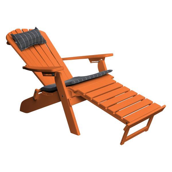 Poly Folding/Reclining Adirondack Chair with Pullout Ottoman Outdoor Chair Orange