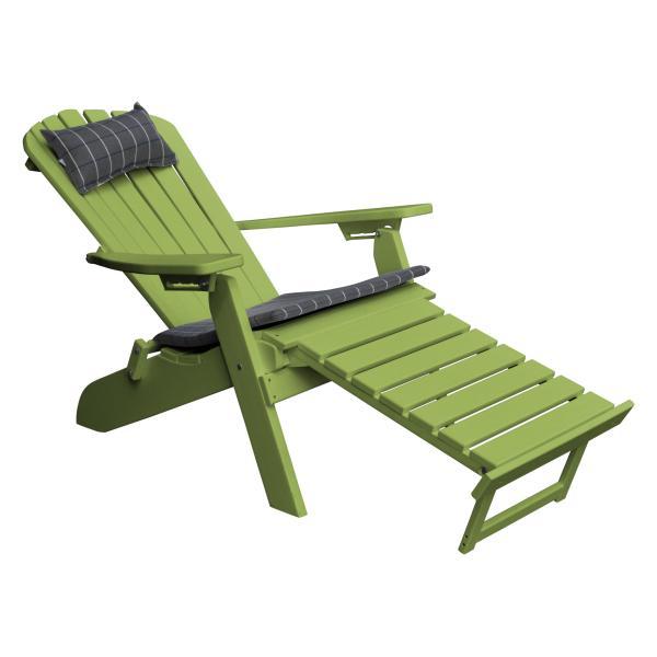 Poly Folding/Reclining Adirondack Chair with Pullout Ottoman Outdoor Chair Tropical Lime