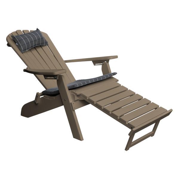 Poly Folding/Reclining Adirondack Chair with Pullout Ottoman Outdoor Chair Weathered Wood (Sold Out)