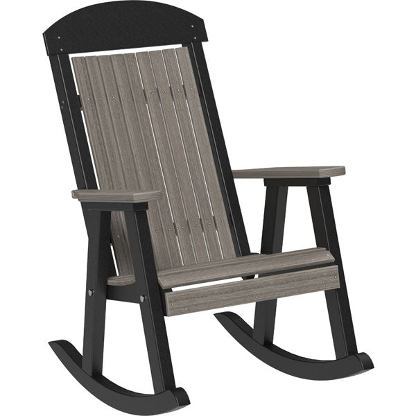 Poly Porch Rocker Rocking Chair Coastal Gray &amp; Black