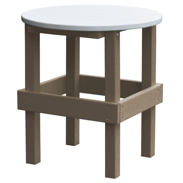 Poly Round Side Table with White Top Side Table Weathered Wood