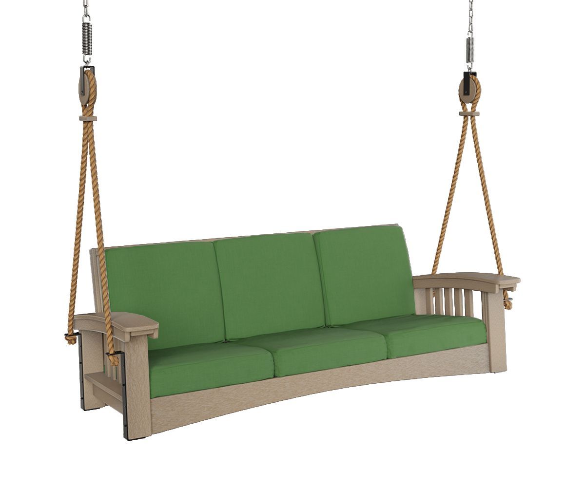 Poly Sofa Rope Swing Porch Swing Weather Wood / Canvas Natural