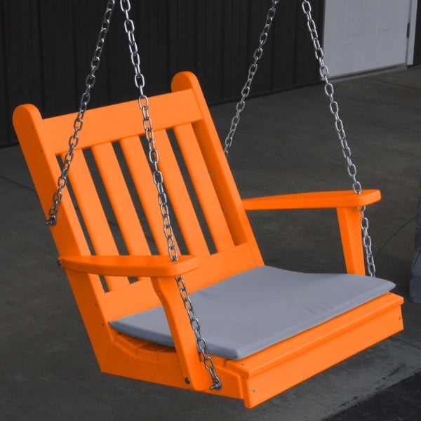 Poly Traditional English Chair Swing Porch Swing Orange