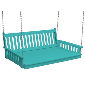 Poly Traditional English Swingbed Porch Swing Beds 6ft / Aruba Blue