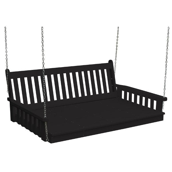 Poly Traditional English Swingbed Porch Swing Beds 6ft / Black