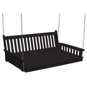 Poly Traditional English Swingbed Porch Swing Beds 6ft / Black
