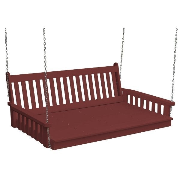 Poly Traditional English Swingbed Porch Swing Beds 6ft / Cherrywood