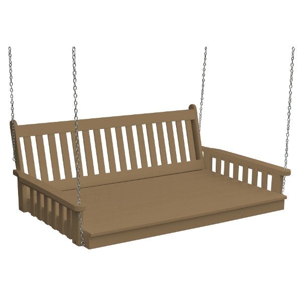 Poly Traditional English Swingbed Porch Swing Beds 6ft / Weathered Wood