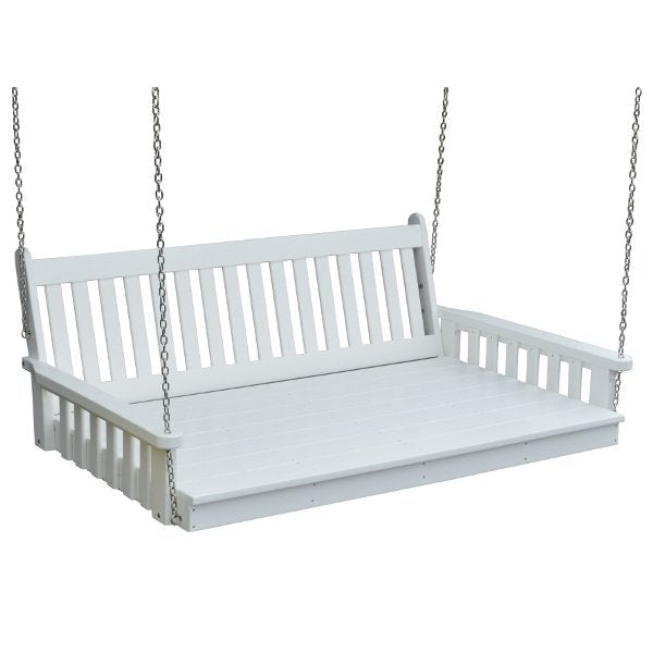 Poly Traditional English Swingbed Porch Swing Beds 6ft / White