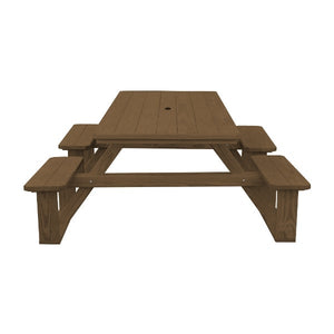 Pressure Treated Pine 8ft Walk-In Table Picnic Table Mushroom Stain / Include Standard Size Umbrella Hole