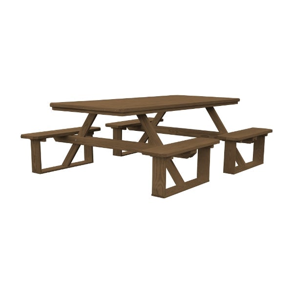 Pressure Treated Pine 8ft Walk-In Table Picnic Table Mushroom Stain / Without Umbrella Hole