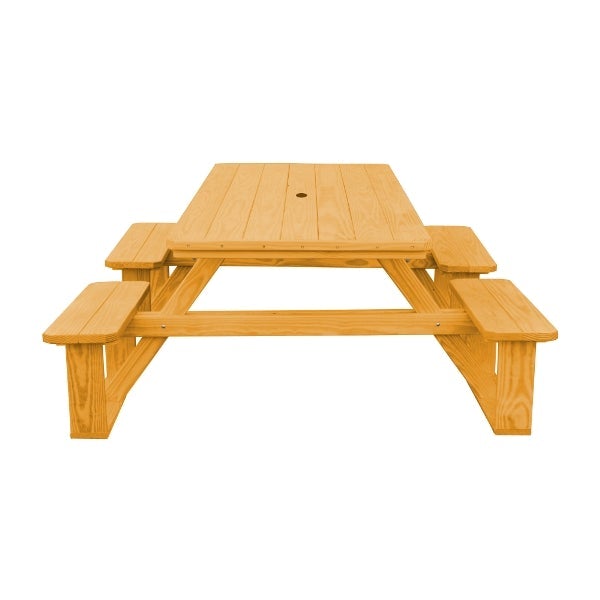 Pressure Treated Pine 8ft Walk-In Table Picnic Table Natural Stain / Include Standard Size Umbrella Hole