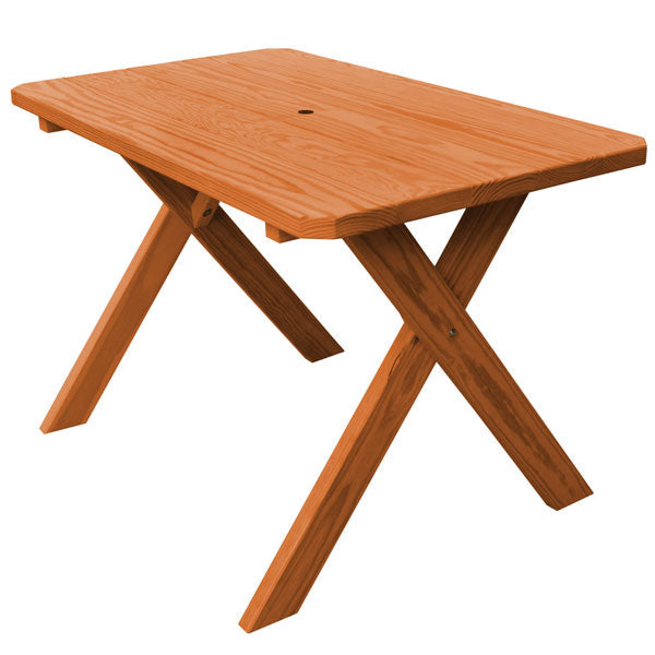 Pressure Treated Pine Crossleg Table Outdoor Tables 4ft / Cedar Stain / Include Standard Size Umbrella Hole