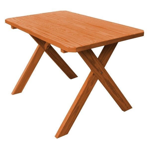 Pressure Treated Pine Crossleg Table Outdoor Tables 4ft / Cedar Stain / Without Umbrella Hole