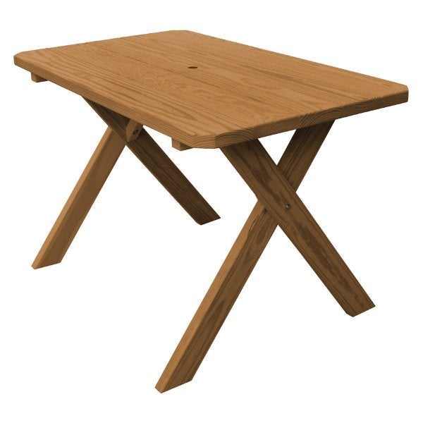 Pressure Treated Pine Crossleg Table Outdoor Tables 4ft / Oak Stain / Include Standard Size Umbrella Hole