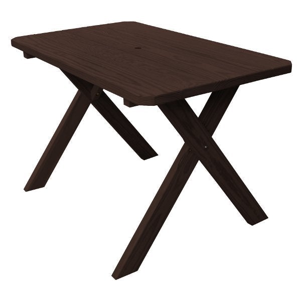 Pressure Treated Pine Crossleg Table Outdoor Tables 4ft / Walnut Stain / Include Standard Size Umbrella Hole