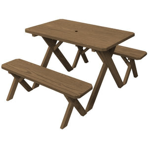 Pressure Treated Pine Crossleg Table with 2 Benches Picnic Benches