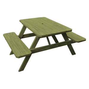Pressure Treated Pine Picnic Table with Attached Benches Picnic Table