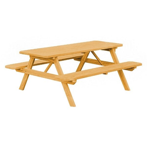 Pressure Treated Pine Picnic Table with Attached Benches Picnic Table 6ft / Natural Stain / Without Umbrella Hole