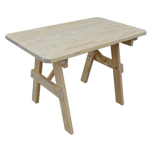 Pressure Treated Pine Traditional Table Outdoor Table 4ft / Unfinished / Without Umbrella Hole