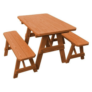 Pressure Treated Pine Traditional Table with 2 Benches Dining Bench Set