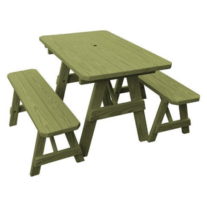 Pressure Treated Pine Traditional Table with 2 Benches Dining Bench Set